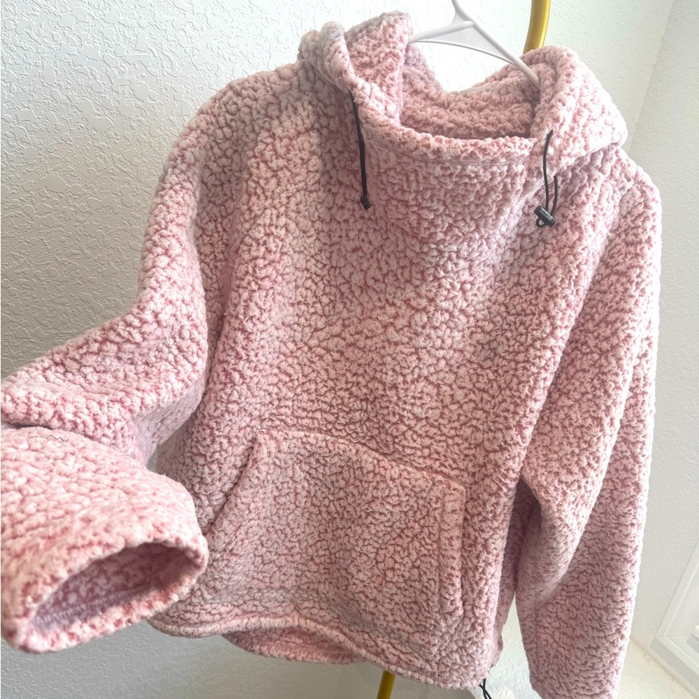 PINK Victoria's Secret Pink Sherpa Pullover Hoodie Medium - Light Pink